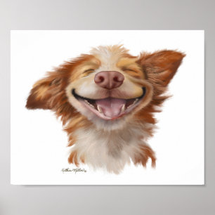 Poster Dessin animé de chien sourire géant amusant