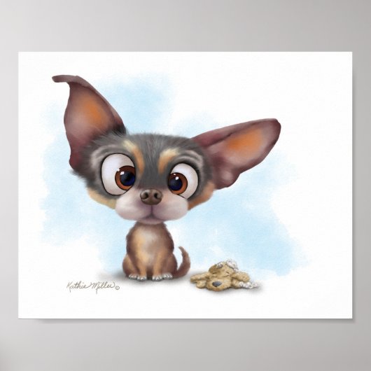 Poster Dessin animé de chiot Chihuahua mignon (Devant)