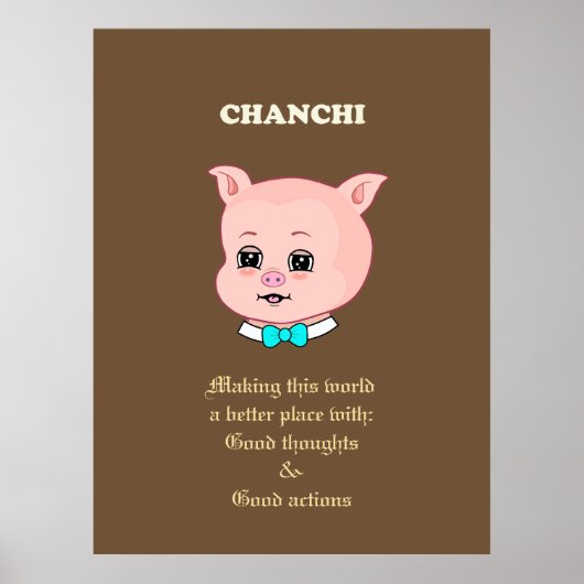 Poster Dessin animé de cochon mignon (Devant)