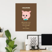 Poster Dessin animé de cochon mignon (Bureau à domicile)
