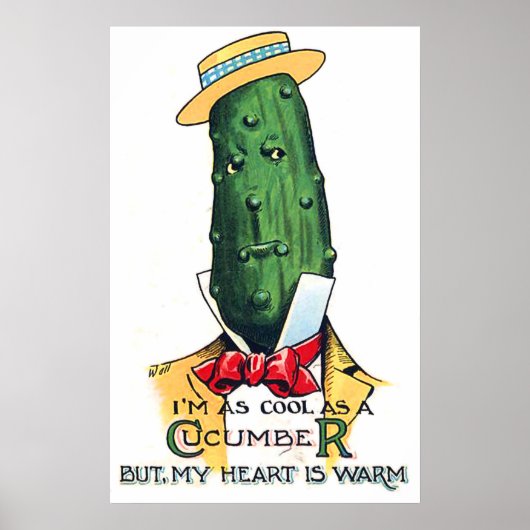 Poster Dessin animé de concombre avec message d'amour, dr (Devant)