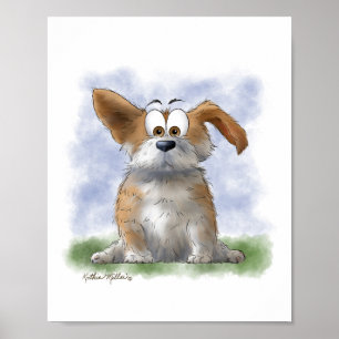 Poster Dessin animé de Corgi mignon