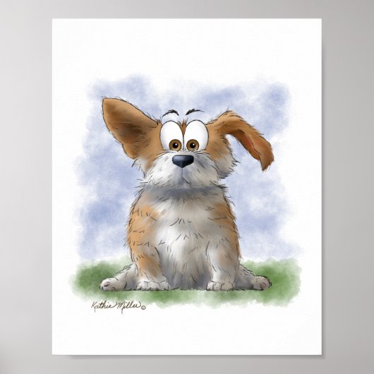 Poster Dessin animé de Corgi mignon (Devant)