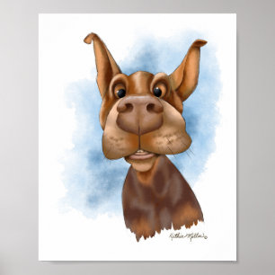 Poster Dessin animé de Doberman Boop le nez
