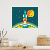 Poster Dessin animé de fusée spatiale mignonne (Cuisine)