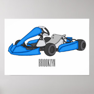 Poster dessin animé de Kart racing