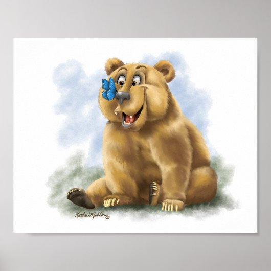 Poster Dessin animé de papillon et d'ours (Devant)