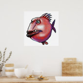 Poster dessin animé de poisson moche (Cuisine)