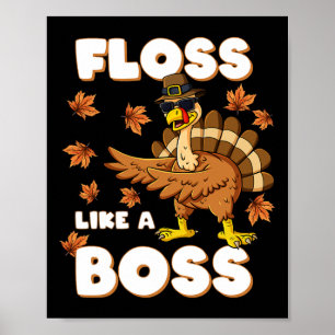 Poster Dessin animé de Thanksgiving comme un patron Dindo