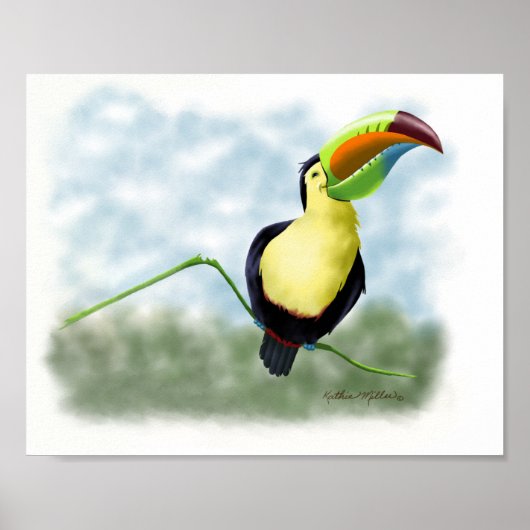 Poster Dessin animé de Toucan heureux (Devant)