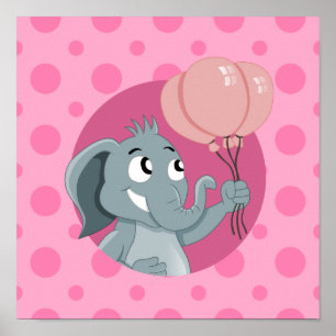 Poster Dessin animé d'éléphant