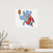 Poster dessin animé d'éléphant de basket (Cuisine)