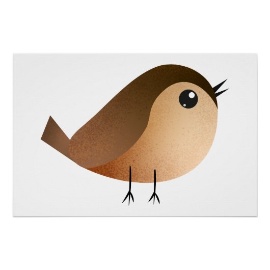 Poster Dessin animé d'oiseau moineau (Devant)