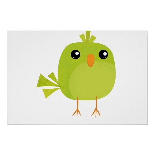 Poster Dessin animé d'oiseau vert mignon (Devant)