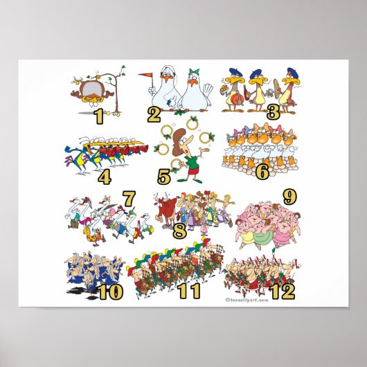 Poster dessin animé du chant de noël des douze jours (Devant)