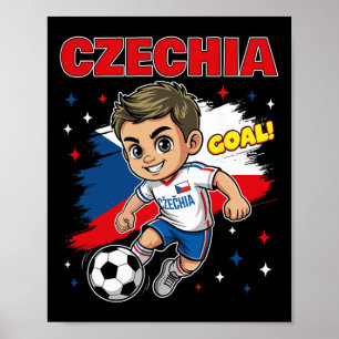 Poster Dessin Animé Enfant Tchèque Drapeau République Tch