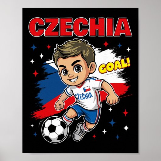 Poster Dessin Animé Enfant Tchèque Drapeau République Tch (Devant)