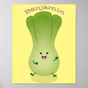 Poster dessin animé mignon de bok choy