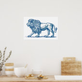 Poster Dessin antique d'un Lion (Cuisine)