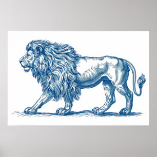 Poster Dessin antique d'un Lion