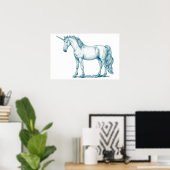 Poster Dessin antique d'une licorne (Bureau à domicile)