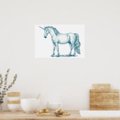 Poster Dessin antique d'une licorne (Cuisine)