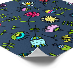 Poster Dessin artistique de motif floral fantaisiste
