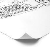 Poster Dessin au crayon Chrysler 300 noir et blanc 1955 (Coin)