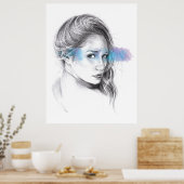 Poster Dessin au crayon de portrait de fille (Cuisine)