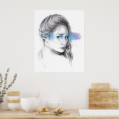 Poster Dessin au crayon de portrait de fille (Cuisine)