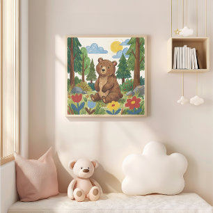 Poster Dessin au crayon d'un ours mignon enfant