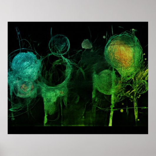 Poster Dessin au crayon d'une rangée de bulles sur le mur (Devant)