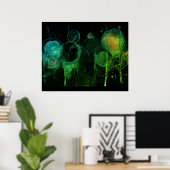 Poster Dessin au crayon d'une rangée de bulles sur le mur (Bureau à domicile)
