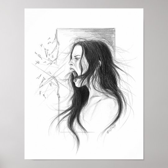 Poster Dessin Au Crayon Fache Criard De Femme Zazzle Be