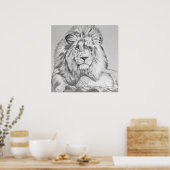 Poster Dessin au crayon original Dessin d'un lion (Cuisine)