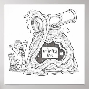 Poster Dessin au trait à l'encre d'infini de bande dessin