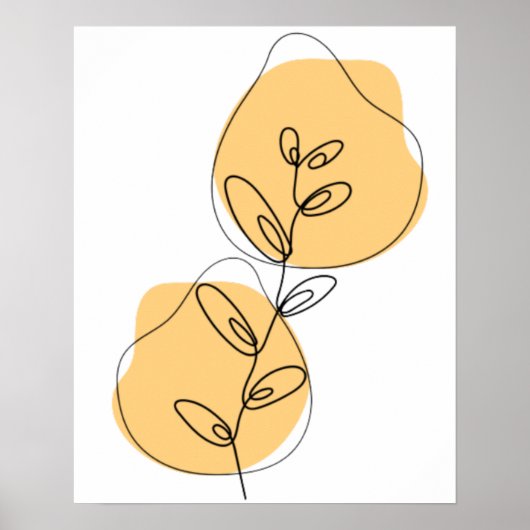 Poster Dessin au trait de branches et de feuilles (Devant)