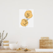 Poster Dessin au trait de branches et de feuilles (Cuisine)