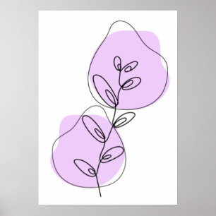 Poster Dessin au trait de branches et de feuilles