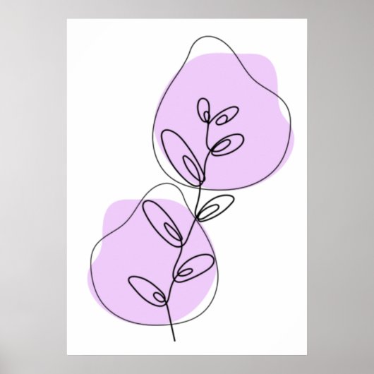 Poster Dessin au trait de branches et de feuilles (Devant)