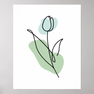 Poster Dessin au trait de fleur