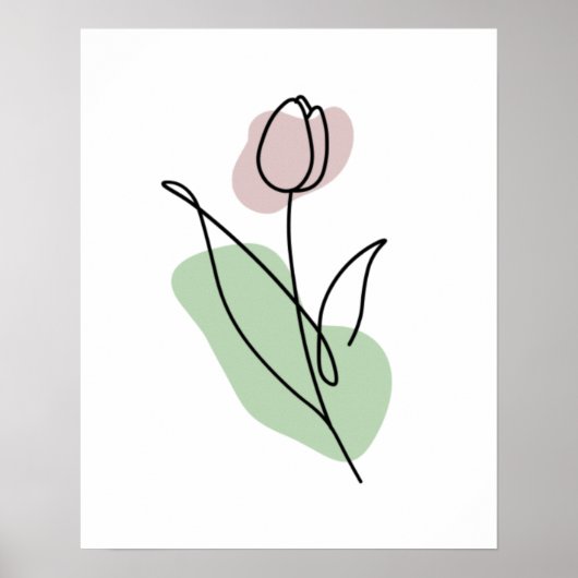 Poster Dessin au trait de fleur (Devant)