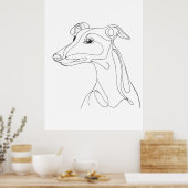 Poster Dessin au trait de lévrier gris - Design minimalis (Cuisine)