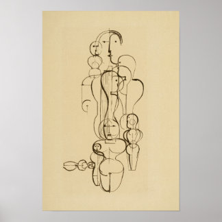 Poster Dessin au trait figuratif abstrait minimaliste Vin