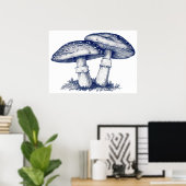Poster Dessin aux champignons antiques (Bureau à domicile)