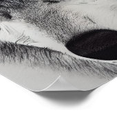 Poster Dessin blanc noir d'un loup (Coin)