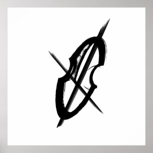 Poster Dessin blanc noir géant de musicien de musique de