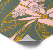 Poster Dessin botanique rose et vert Palm Frond (Coin)