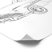 Poster Dessin Buick Roadmaster noir et blanc 1949 (Coin)