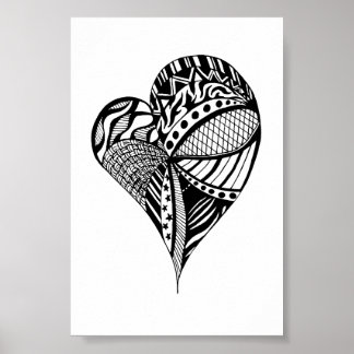 Poster Dessin cardiaque | Croquis d'un coeur avec Motif